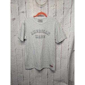 American Giant Shirt Mens M‎ Gray Crewneck American Made Flag Collection USA